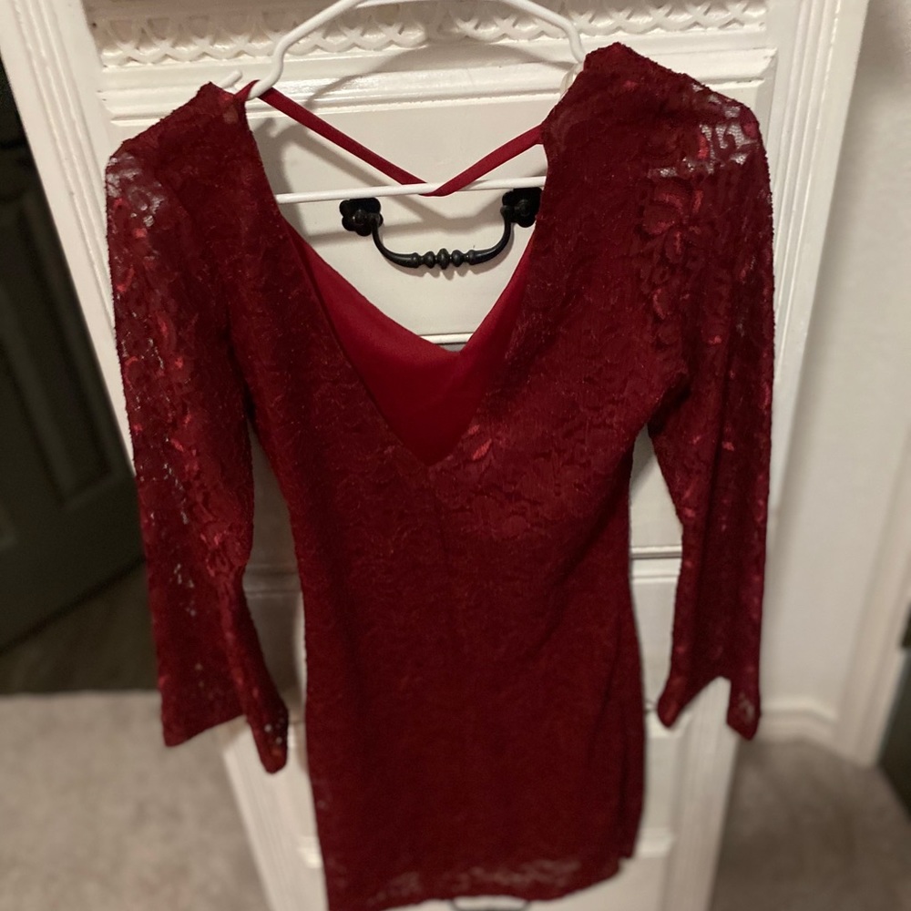 Dark red lace dress!